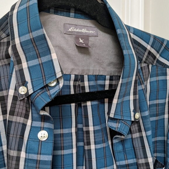 EDDIE BAUER Wrinkle Free Classic Fit Men's Plaid Button-down Shirt - Picture 3 of 12